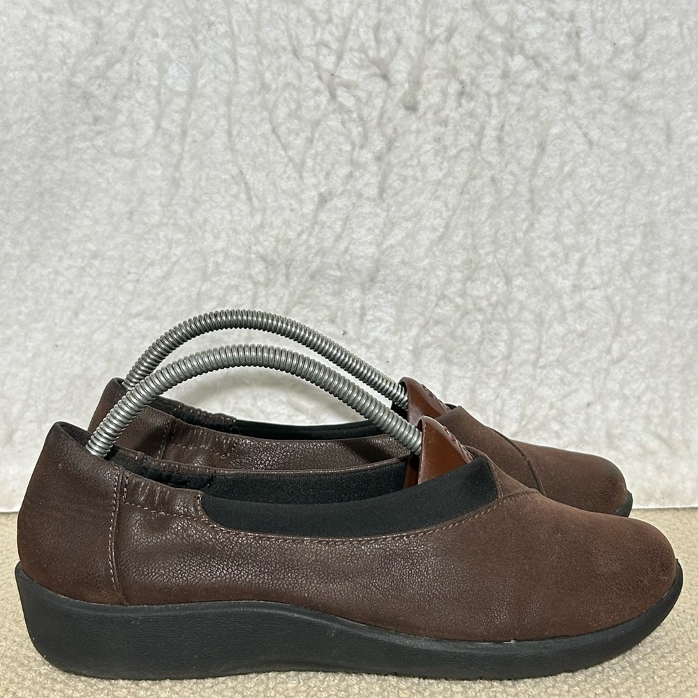 Clarks Cloudsteppers Womens Brown Sillian Jetay SlipOn Comfort Loafer Shoes SZ 7